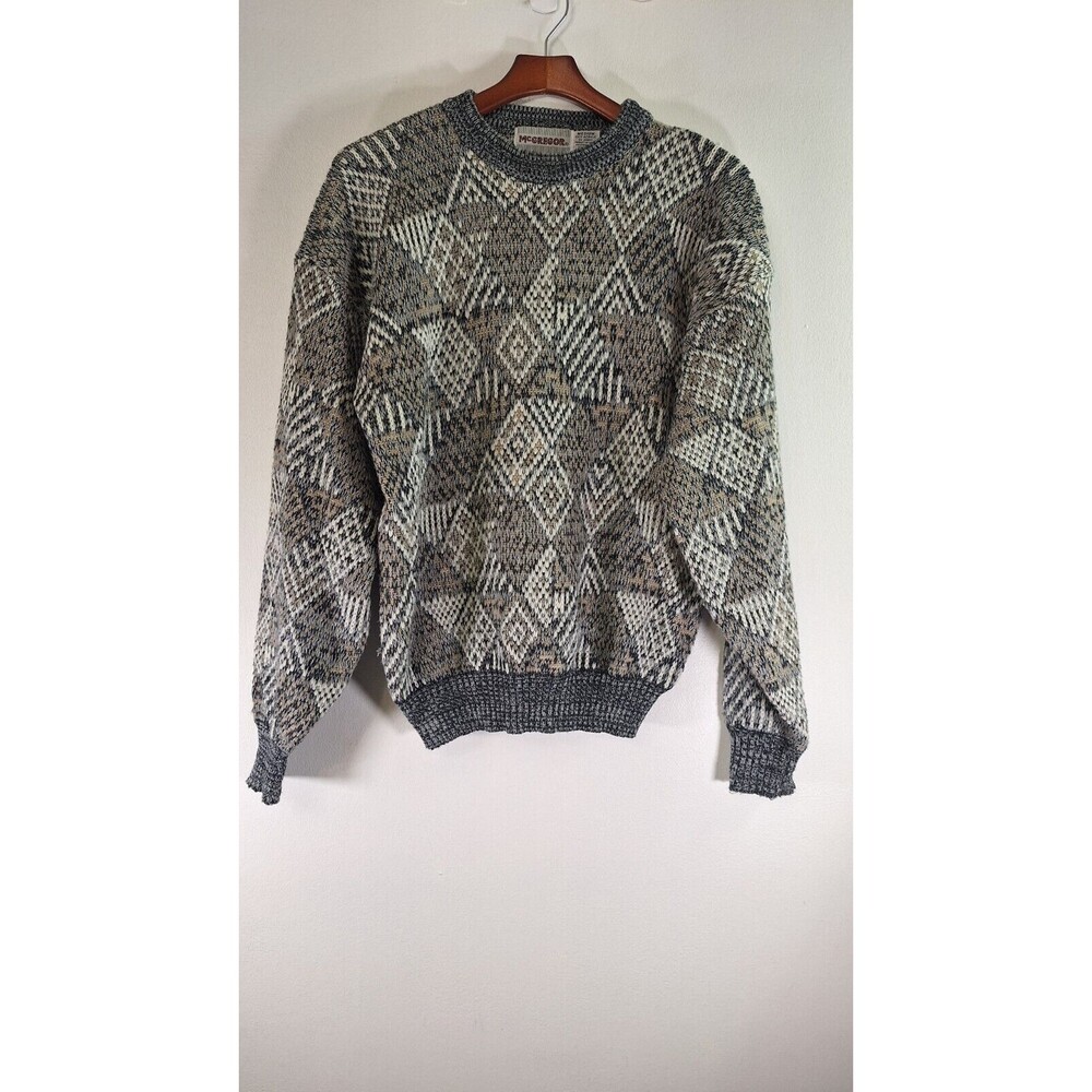 Vtg 90's MEGREGOR Cable knit Fisherman Sweater Men Sz M Grandpa Cosby Office‎